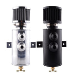 SPELAB Aluminum 750ml Baffled Oil Catch Can Tank & Breather Filter 2x AN10 Twin Port Black/Silver