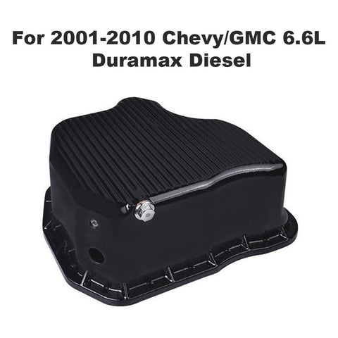 Aluminum Deep Engine Oil Pan (Black) Compatible with 2001-2010 Chevy/GMC 6.6L Duramax Diesel