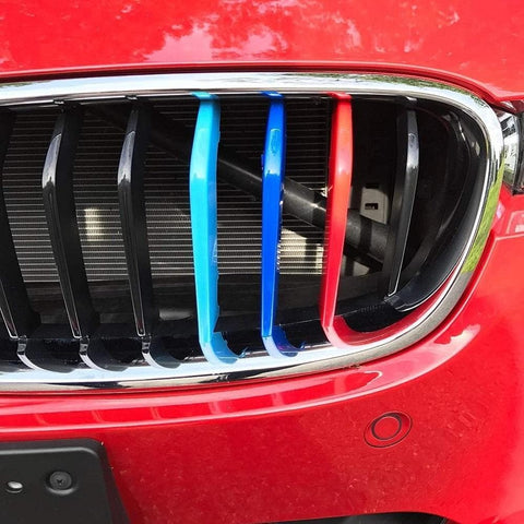 Exact Fit M-Colored Grille Insert Trims Compatible With BMW F30 F31 3 Series 320i 328i 330i 335i 340i M-Performance Black Kidney Grilles (8 Beams)