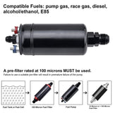External Fuel Pump 300LPH High Flow 12V 145psi Universal Fit for AN10 Inlet / AN6 Outlet