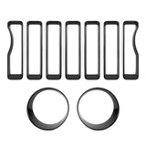 Front Grill Inserts & Headlight Cover Kit for 2018-2021 Jeep Wrangler JL & Unlimited