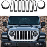 Front Grill Inserts & Headlight Cover Kit for 2018-2021 Jeep Wrangler JL & Unlimited