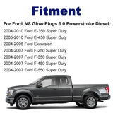 Glow Plugs Set of 8 Fit for Ford 6.0 Powerstroke - 2004-2007 F250 F350 F450 F550 Super Duty, 2004-2010 E350 Super Duty, 2005-2010 E450 Super Duty
