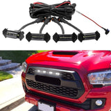 SPELAB Grill LED Lights 4 PCS with Harness & Fuse Upgrade for 2016-2019 Aftermarket Toyota Tacoma TRD PRO Grille