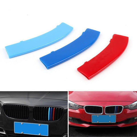 M-Colored Stripe Grille Insert Trims Compatible with 2013-2018 BMW F30 3 Series 316i 318i 320i 328d 328i 335i 340i Kidney Grill (11 Beams, Not Fit 8 Beams)