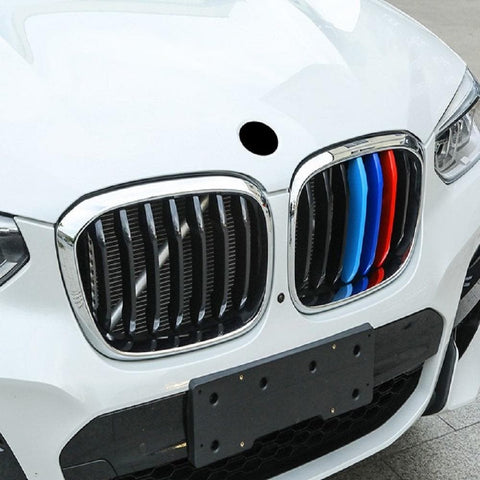 M-Colored Stripe Grille Insert Trims Compatible with BMW 11-20 X3 X4 Standard Kidney Grille