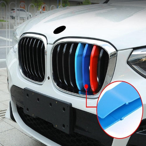 M-Colored Stripe Grille Insert Trims Compatible with BMW 11-20 X3 X4 Standard Kidney Grille
