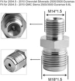 M18*1.5 Fuel Rail Ported Fitting for 2004.5-2010 Chevrolet Silverado GMC Sierra 2004.5-2010 Duramax 6.6L LB7 LLY LBZ LMM Stainless Steel