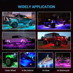 RGB LED Rock Lights, 150 LEDs Multicolor Neon Underglow Waterproof Music Lighting Kit with APP & RF Control for Jeep Off Road Truck Car ATV SUV Motorcycle (10 Pods)