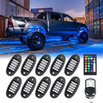 RGB LED Rock Lights, 150 LEDs Multicolor Neon Underglow Waterproof Music Lighting Kit with APP & RF Control for Jeep Off Road Truck Car ATV SUV Motorcycle (10 Pods)
