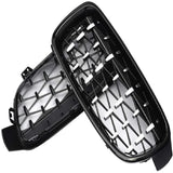 SPELAB SNA Chrome Diamond F30 Grill, Front Kidney Grille for 2012-2018 BMW 3 Series F30 F31 (ABS Gloss Black Grills/Tri-Color, 2-pc Set)-SPELAB