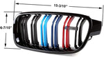 SPELAB SNA Chrome Diamond F30 Grill, Front Kidney Grille for 2012-2018 BMW 3 Series F30 F31 (ABS Gloss Black Grills/Tri-Color, 2-pc Set)