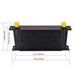 Universal 19 Row AN10 Engine Oil Cooler Nylon Braided Oil Hose Line Oil Adapter Filter Cooler Plate Kit Black