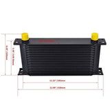 Universal 19 Row AN10 Engine Oil Cooler Nylon Braided Oil Hose Line Oil Adapter Filter Cooler Plate Kit Black