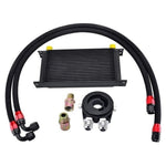 SPELAB Universal 19 Row AN10 Engine Oil Cooler Nylon Braided Oil Hose Line Oil Adapter Filter Cooler Plate Kit Black-SPELAB