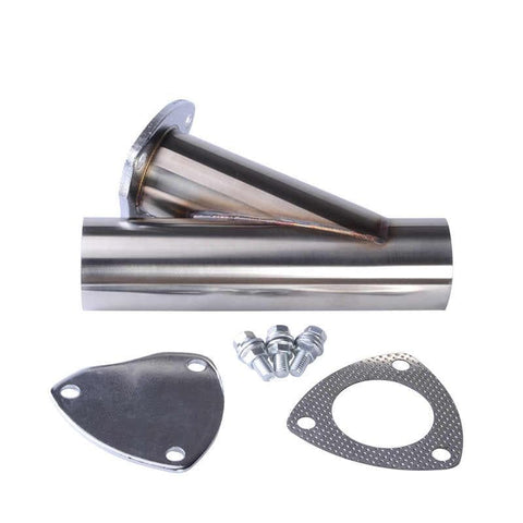 SPELAB Universal Exhaust System 2.5/3.0 Inch Stainless Steel Exhaust Cutout Y-Pipe Cutout With Stainless Cap