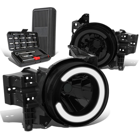 2007-2014 Toyota FJ Cruiser LED DRL Tube Tinted Clear Headlight+Tool Box