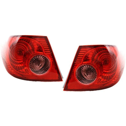 Halogen Tail Light Set For 2005-2008 Toyota Corolla Clear/Red w/ Bulbs 2Pcs