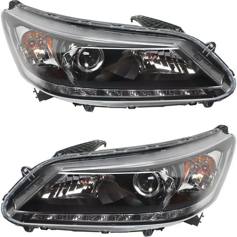 Headlight Set For 2013-2015 Honda Accord Sedan Left and Right With DRL CAPA 2Pc