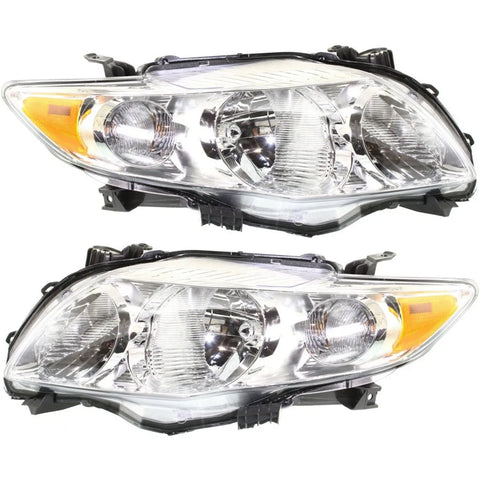 CAPA Headlamp LH and RH Chrome Housing For 09-10 Toyota Corolla Base CE LE XLE