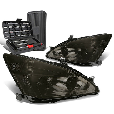 2003-2007 Honda Accord Pair Smoked/Clear Signal Headlight Head Lamp+Tool Box
