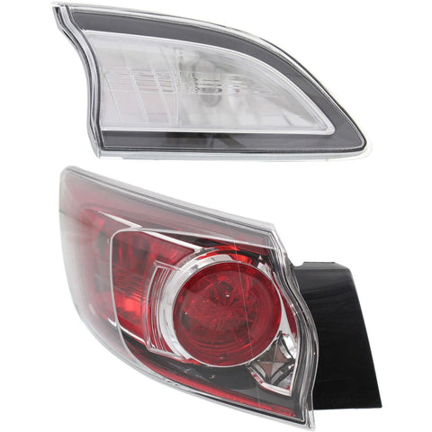 Tail Light Set For 2010-2013 Mazda 3 LH Inner Outer with bulbs Halogen Hatchback