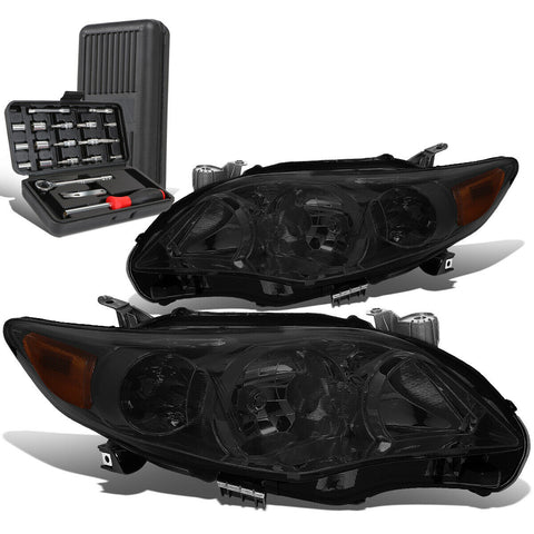 2011-2013 Toyota Corolla Pair Smoked/Amber Signal Headlight Lamp +Tool Box