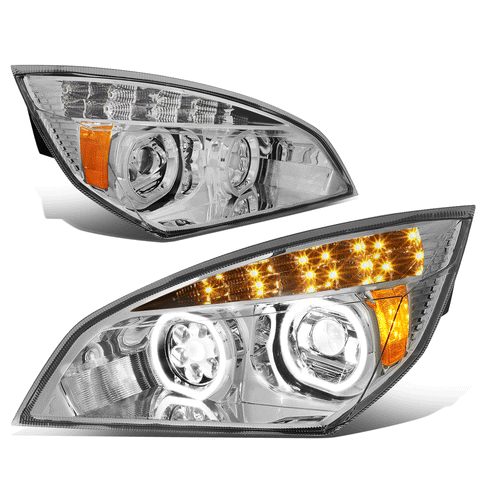 18-20 Freightliner Cascadia LED Halo Ring DRL Clear Lens Projector Headlight