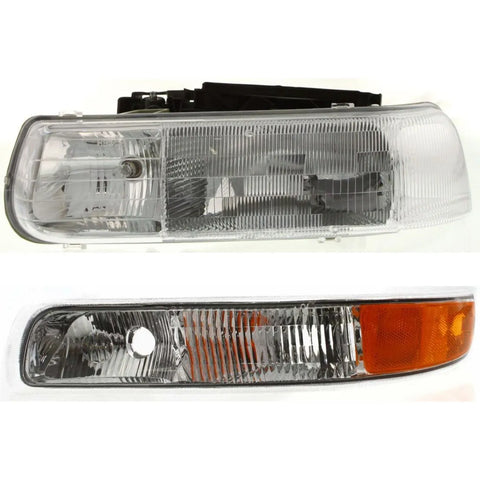 Headlight Lamp & Parking Light Driver Side LH Kit Set for Chevy Pickup Truck SUV
