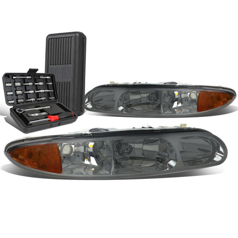 1999-2004 Oldsmobile Pair Alero Smoked/Amber Side Driving Heaflight+Tool Box