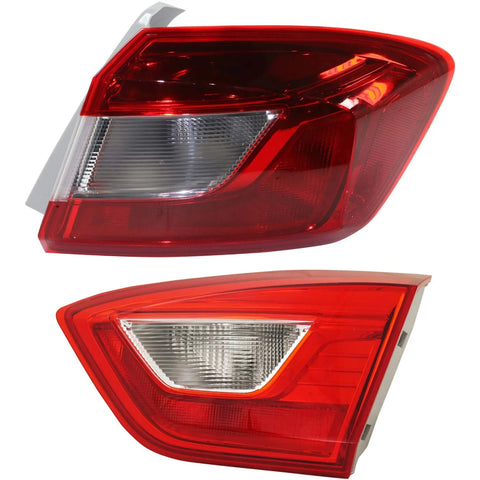 Tail Light Set For 2016-2017 Chevrolet Cruze RH Inner Outer Clear/Red CAPA