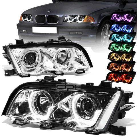 1999-2001 BMW 3-Series E46 Dual RGB LED U-Halo Projector Headlight Head Lamp