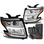 2015-2020 Suburban/Tahoe LED Chrome Amber Projector Headlight Lamp+Tool Box