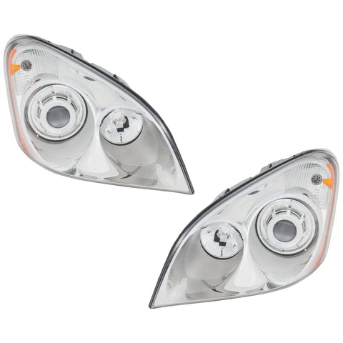 Headlight For 2008-2014 Freightliner Cascadia Pair LH and RH Chrome Interior