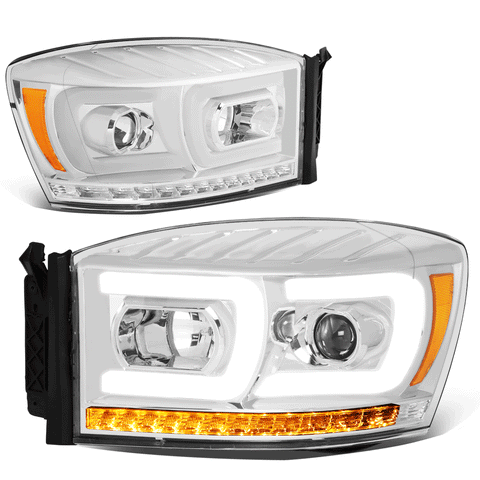 06-09 Ram Truck Dual LED DRL+Sequential Turn Signal Projector Headlight Lamp
