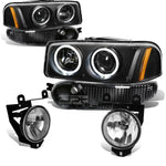 00-07 DENALI BLACK AMBER HEADLIGHT+TURN SIGNAL LAMP+CHROME OE FOG LIGHT