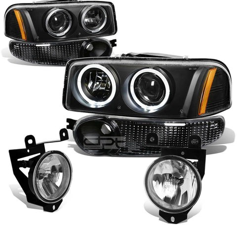 00-07 DENALI BLACK AMBER HEADLIGHT+TURN SIGNAL LAMP+CHROME OE FOG LIGHT
