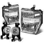 08-10 SUPERDUTY CHROME CLEAR HEADLIGHT+TURN SIGNAL LAMP+OE BUMPER FOG LIGHT
