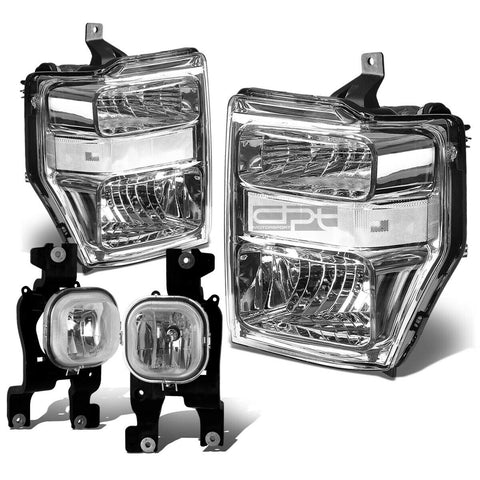08-10 SUPERDUTY CHROME CLEAR HEADLIGHT+TURN SIGNAL LAMP+OE BUMPER FOG LIGHT