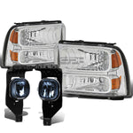 05-07 SUPERDUTY CHROME AMBER HEADLIGHT+TRUN SIGNAL LAMP+SMOKED OE FOG LIGHT