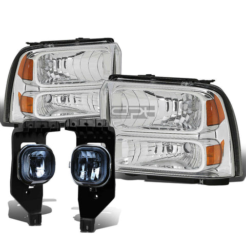 05-07 SUPERDUTY CHROME AMBER HEADLIGHT+TRUN SIGNAL LAMP+SMOKED OE FOG LIGHT