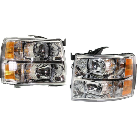 Halogen Headlight Set For 2007-2013 Chevy Silverado 1500 with Bulb(s) Pair CAPA