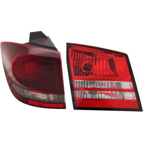 Tail Light Set For 2009-2020 Dodge Journey LH Inner Outer Clear/Red Halogen/LED