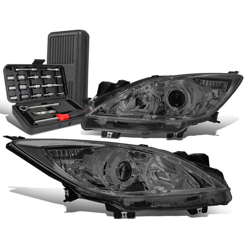 2010-2013 Mazda 3 Smoked/Clear Signal Projector Headlight Head Lamp+Tool Box