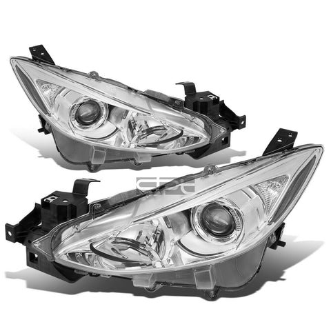 2014-2016 Mazda 3 Pair Chrome Housing Clear Corner Projector Headlight/Lamp