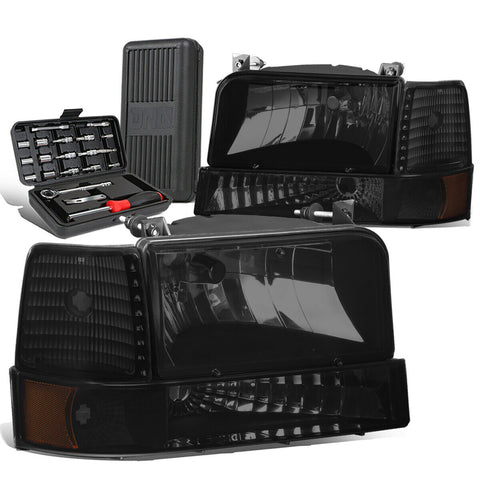 1992-1996 d F150/F250/F350 Headlight Bumper Lamps+Tool Box Tinted Clear