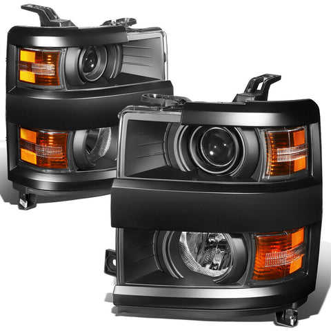 2015-2019 Chevy Silverado 2500HD 3500HD Projector Headlight Lamp Black/Amber