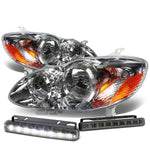 CHROME CLEAR HEAD+AMBER CORNER+SMOKE LED FOG LIGHT KIT  03-08 TOYOTA COROLLA
