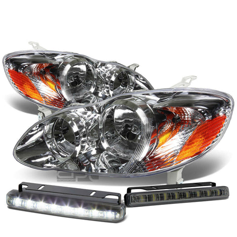 CHROME CLEAR HEAD+AMBER CORNER+SMOKE LED FOG LIGHT KIT  03-08 TOYOTA COROLLA