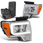 2009-2014 d F150 LED DRL Tube Chrome Amber Projector Headlights+Too